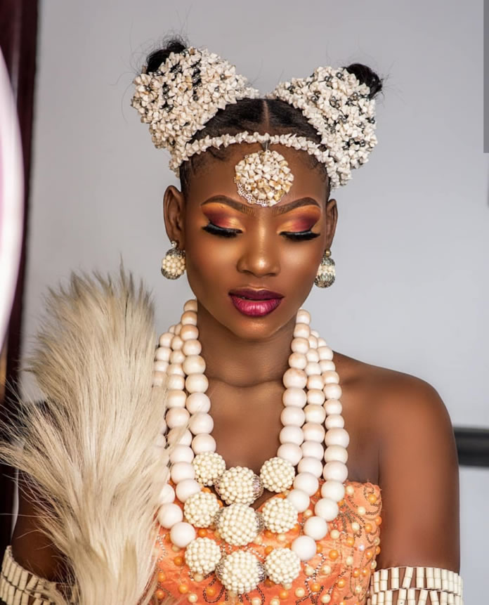 Beautiful African Bridal With Nice-Looking White Necklace For African