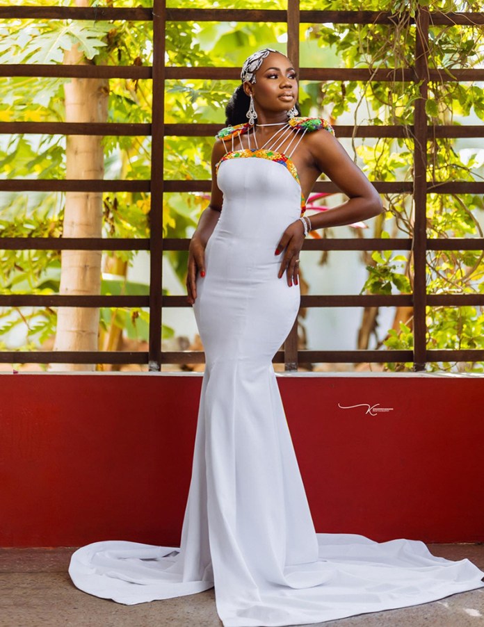 Ghanaian Designer Avonsige In A Stunning Lace Back African Wedding Gown Classic Ghana 