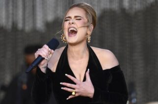 "I get so nervous but I love being up here," Adele told the crowd on Friday